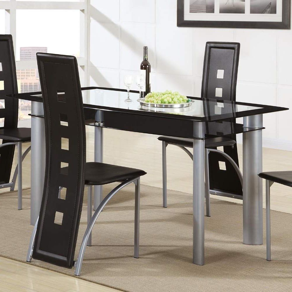 Amazon – Benzara Rectangular Dining Table With Glass Top Inside Popular Rectangular Glasstop Dining Tables (View 11 of 25)