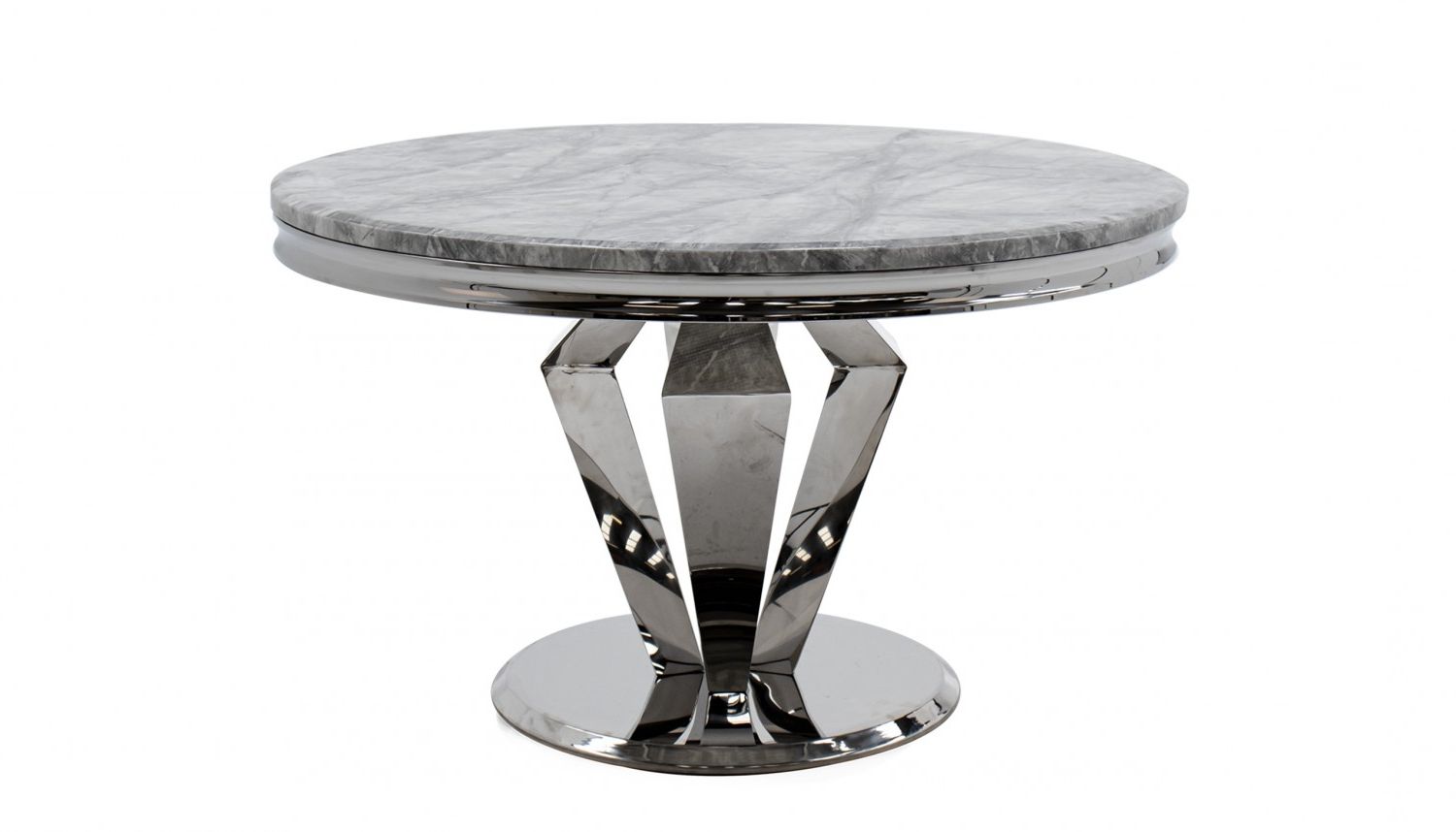 Amour 1.3m Marble Round Dining Table Pertaining To Trendy Long Dining Tables With Polished Black Stainless Steel Base (Photo 11 of 25)