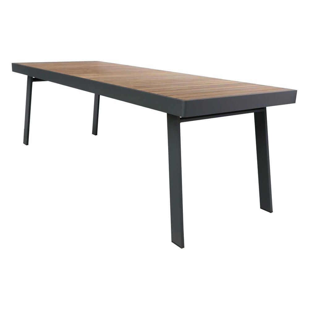 Armen Living Nofi Charcoal Aluminum Outdoor Dining Table Intended For Preferred Charcoal Transitional 6 Seating Rectangular Dining Tables (View 7 of 25)