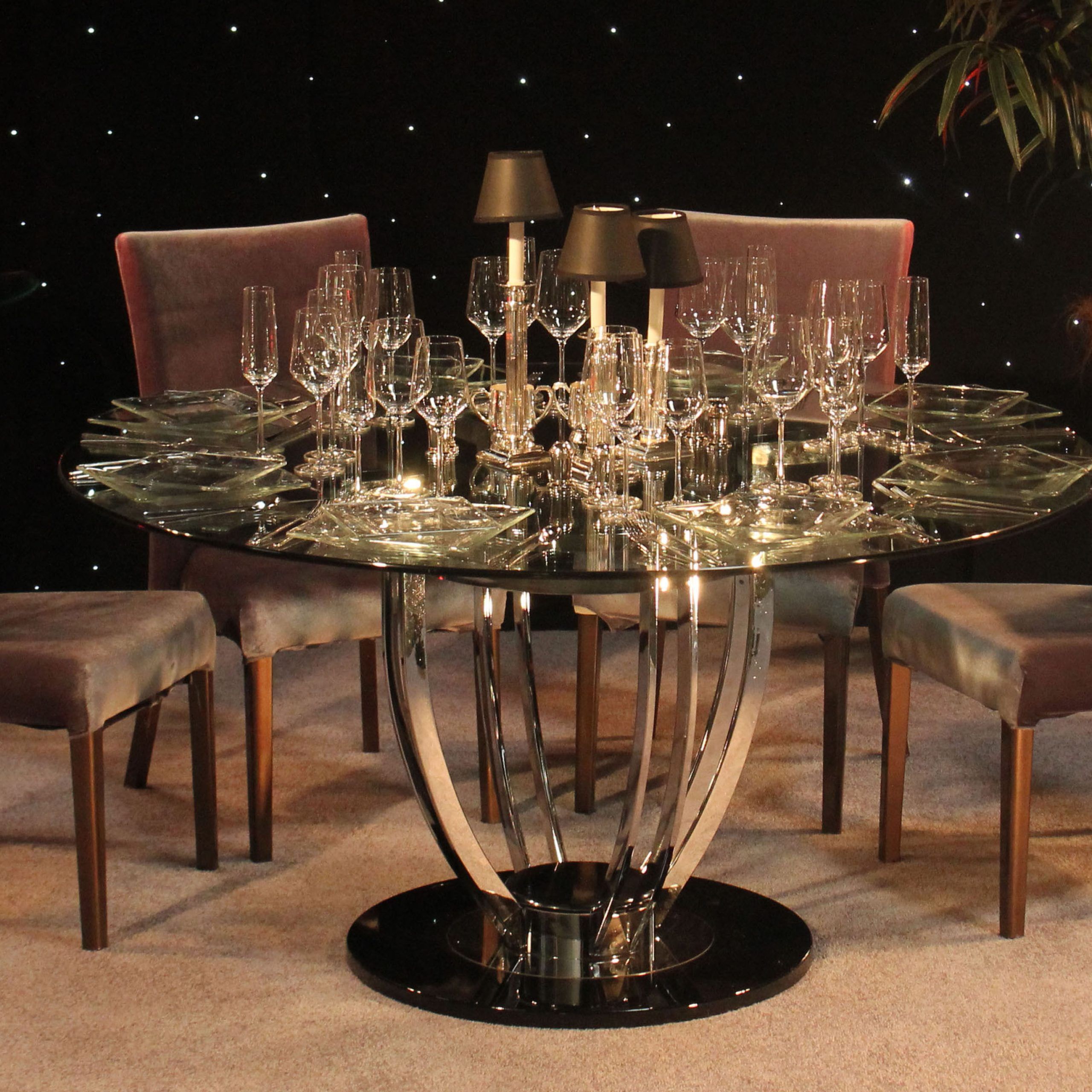 Art Deco Moderne Chrome & Glass Dining Table (View 20 of 25)