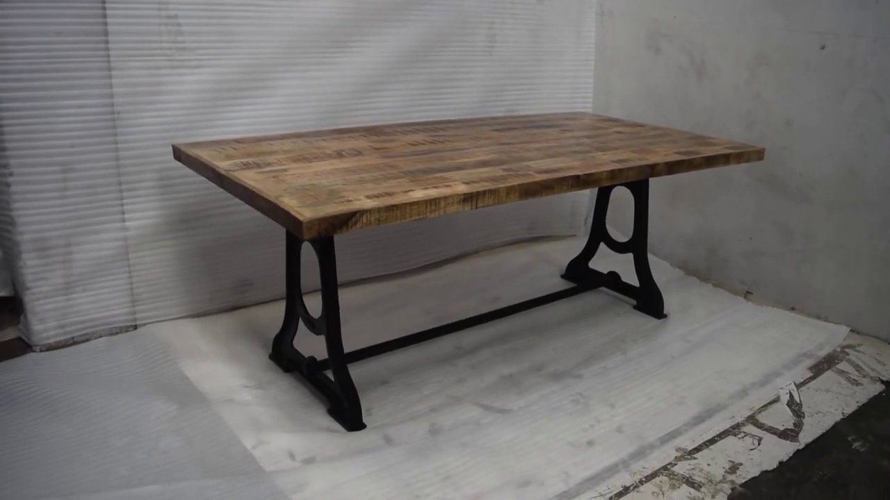Best And Newest Iron Dining Tables With Mango Wood Throughout Cast Iron Leg Mango Wood Dining Table (Photo 3 of 25)