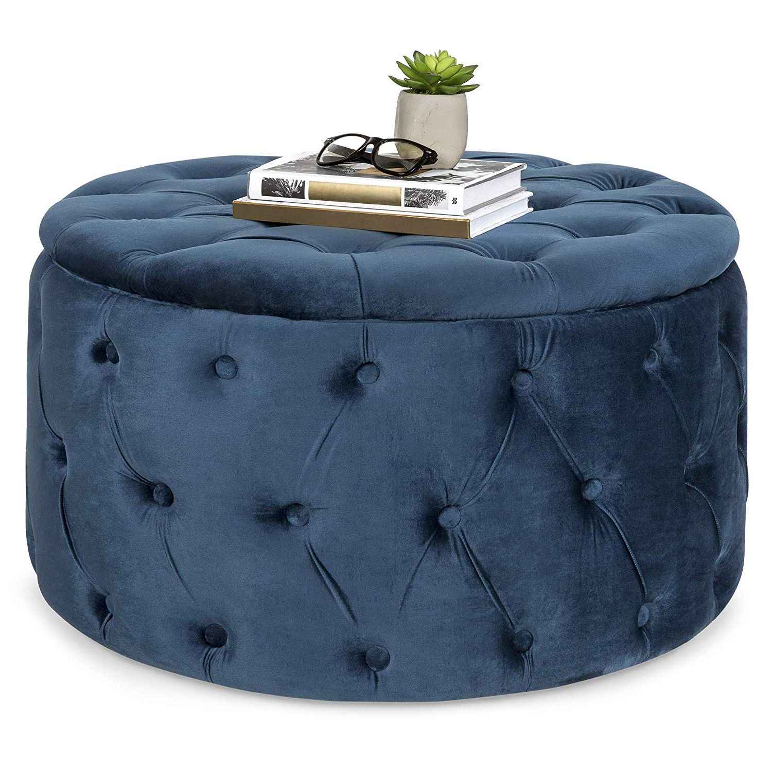 Best Choice Products 29.5in Velvet Round Modern Button Tufted Ottoman  Footrest Stool Accent Furniture, Coffee Side Table For Living Room, Bedroom In 2019 Provence Accent Dining Tables (Photo 15 of 25)