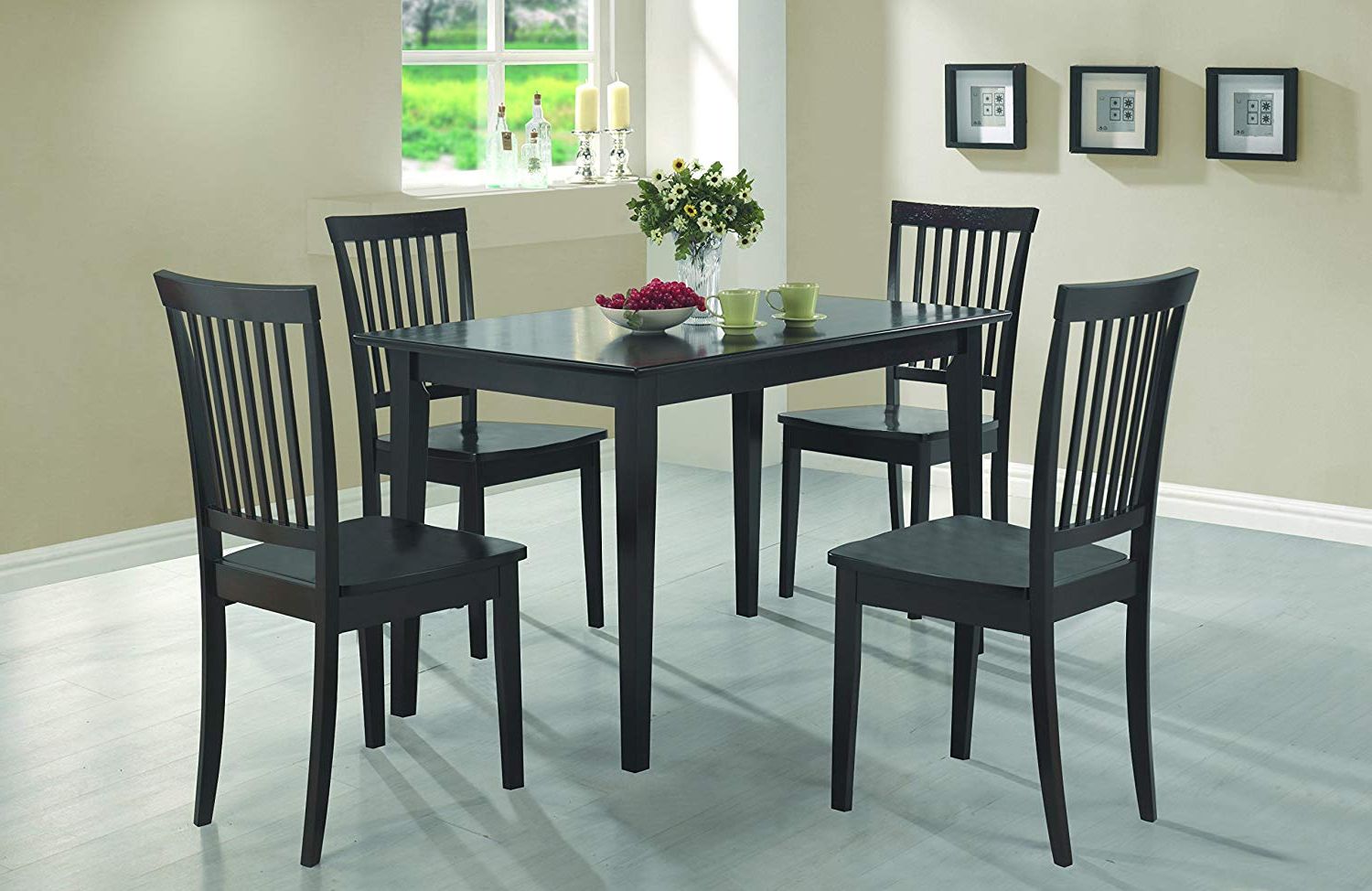 Coaster Co  5 Pc Dining Set, Cappuccino Wood Within Well Known Coaster Contemporary 6 Seating Rectangular Casual Dining Tables (View 23 of 25)