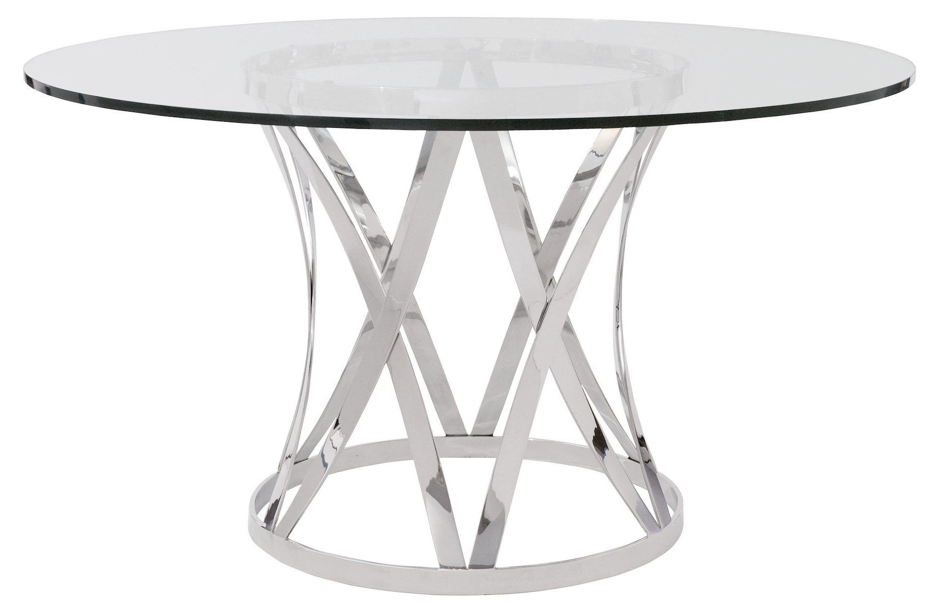 Contemporary Glass Top Round Dining Table With Chrome With Regard To Recent Eames Style Dining Tables With Chromed Leg And Tempered Glass Top (View 7 of 25)