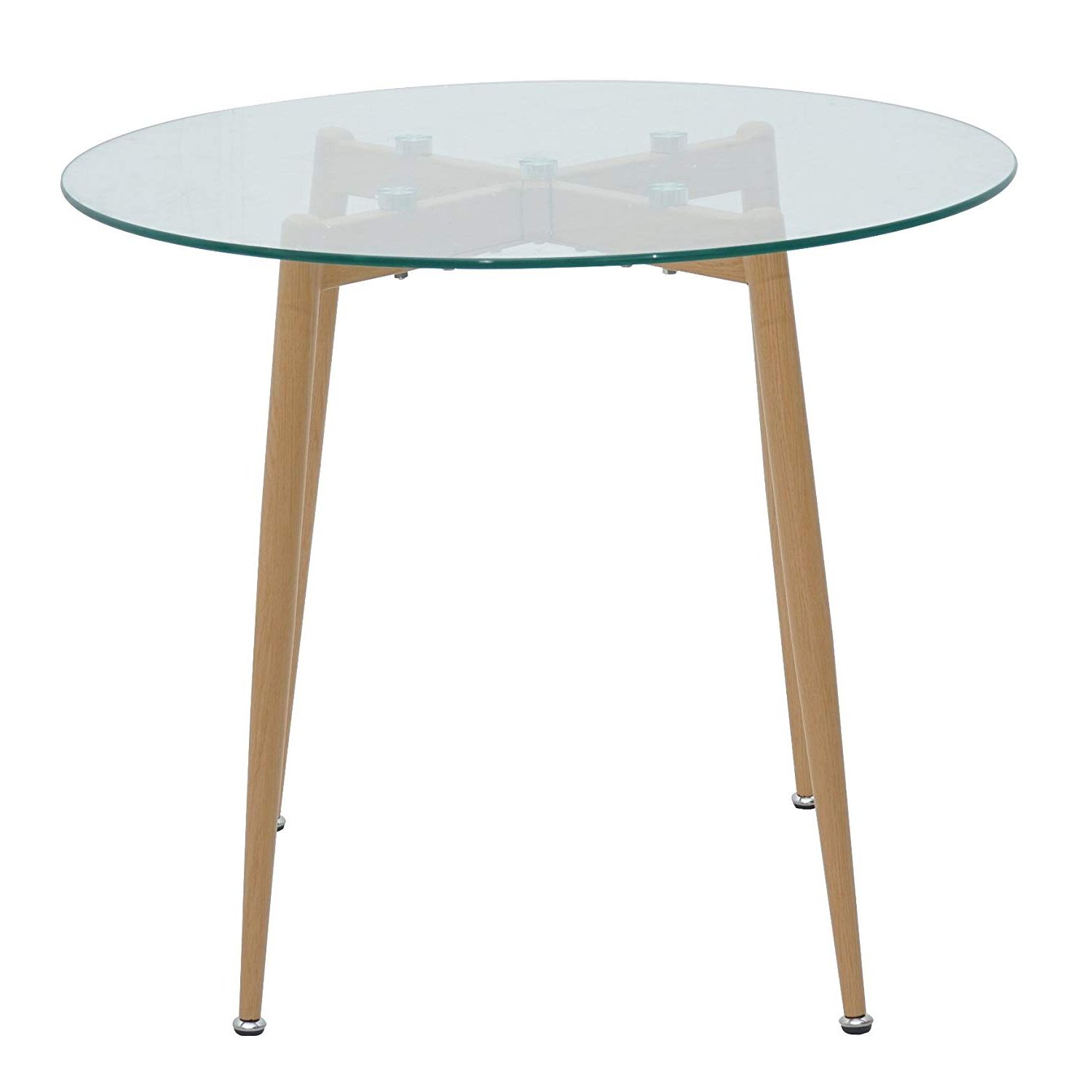 Current Green Spirit 90 X 75 Cm Wood Dining Table Glass Top Round Inside Retro Round Glasstop Dining Tables (View 5 of 25)