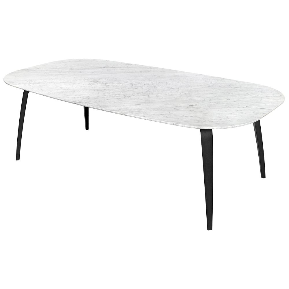 Dining Tables With White Marble Top In Most Recent Gubi Elliptical Dining Table – White Marble Top, Black Stained Ash (View 13 of 25)