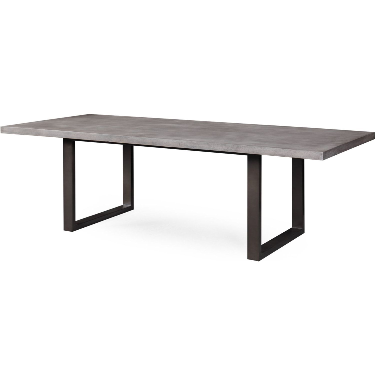 Edna 94" Grey Concrete Dining Table On Black Steel Legs Inside Famous Dining Tables In Seared Oak With Brass Detail (View 12 of 25)