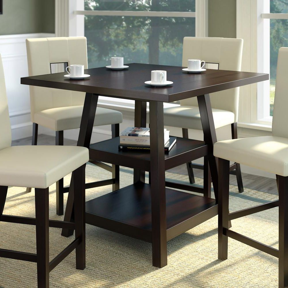 Famous Corliving Bistro Cappuccino 36 In. Counter Height Square Inside Bistro Transitional 4 Seating Square Dining Tables (Photo 8 of 24)