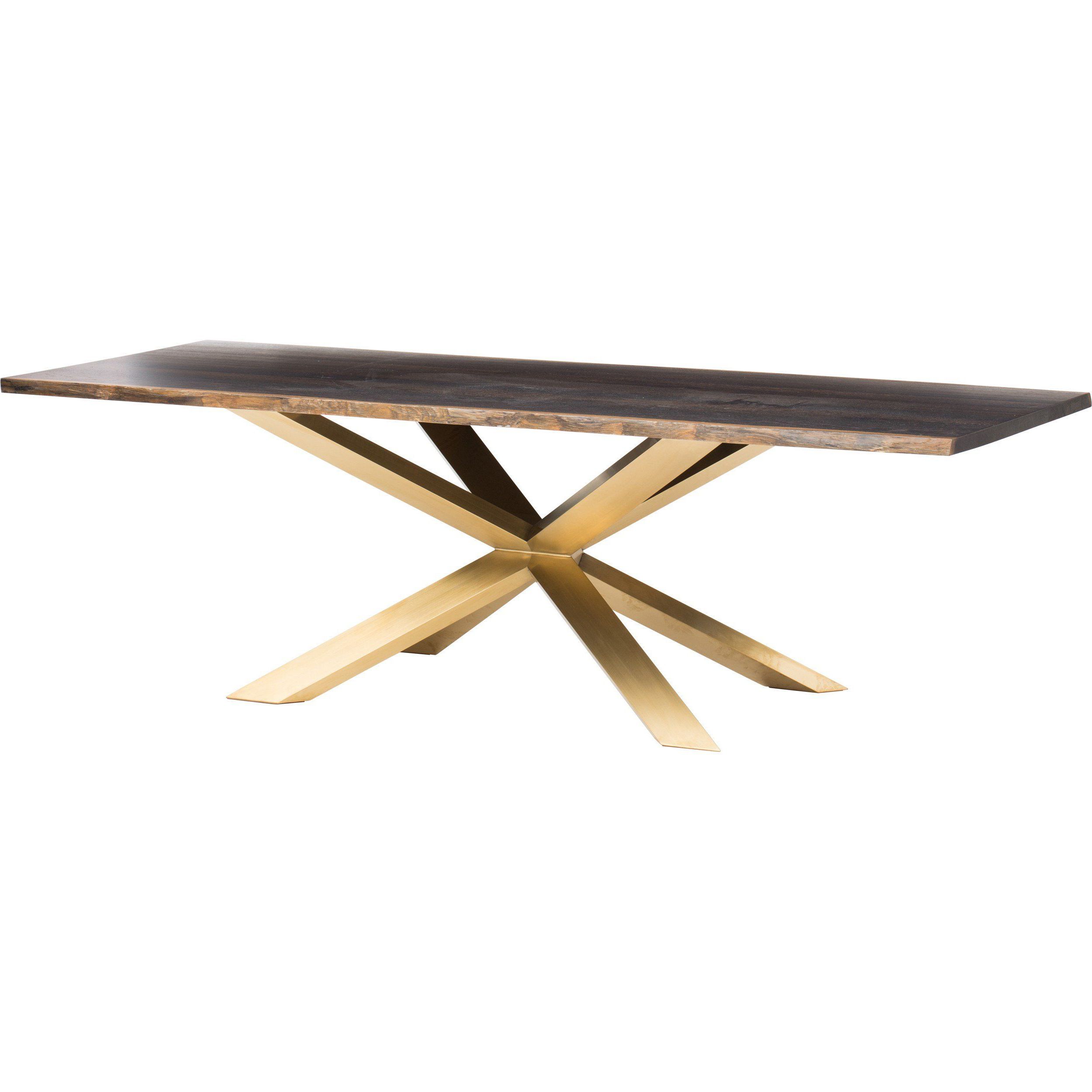 Famous Couture Dining Table, Seared Oak/brushed Gold Base – 96 In Dining Tables In Seared Oak (Photo 1 of 25)