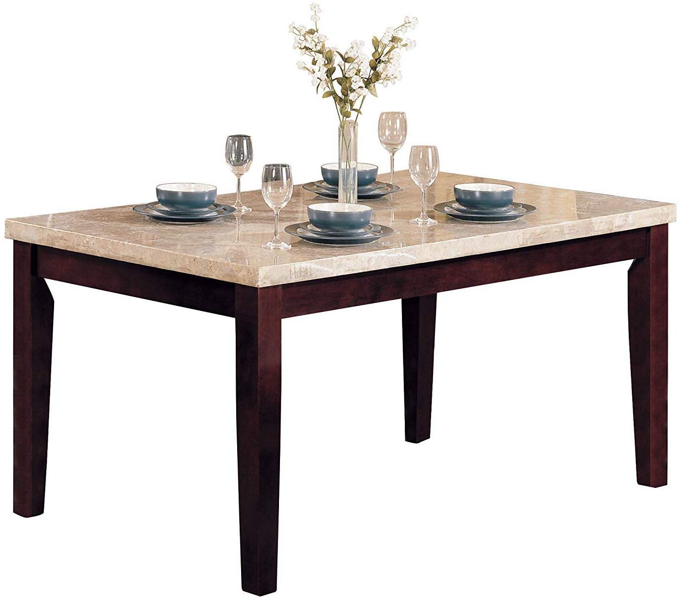 Fashionable Acme Britney Walnut Dining Table With White Marble Top With Walnut And Antique White Finish Contemporary Country Dining Tables (View 1 of 25)