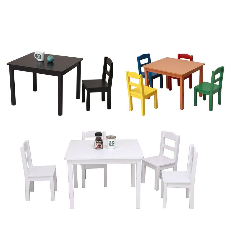 Favorite 3 Pieces Dining Tables And Chair Set With Regard To Details About Child 5 Piece Dining Table Set Chair Wood Kitchen Breakfast  Furniture 3 Colors (View 21 of 25)