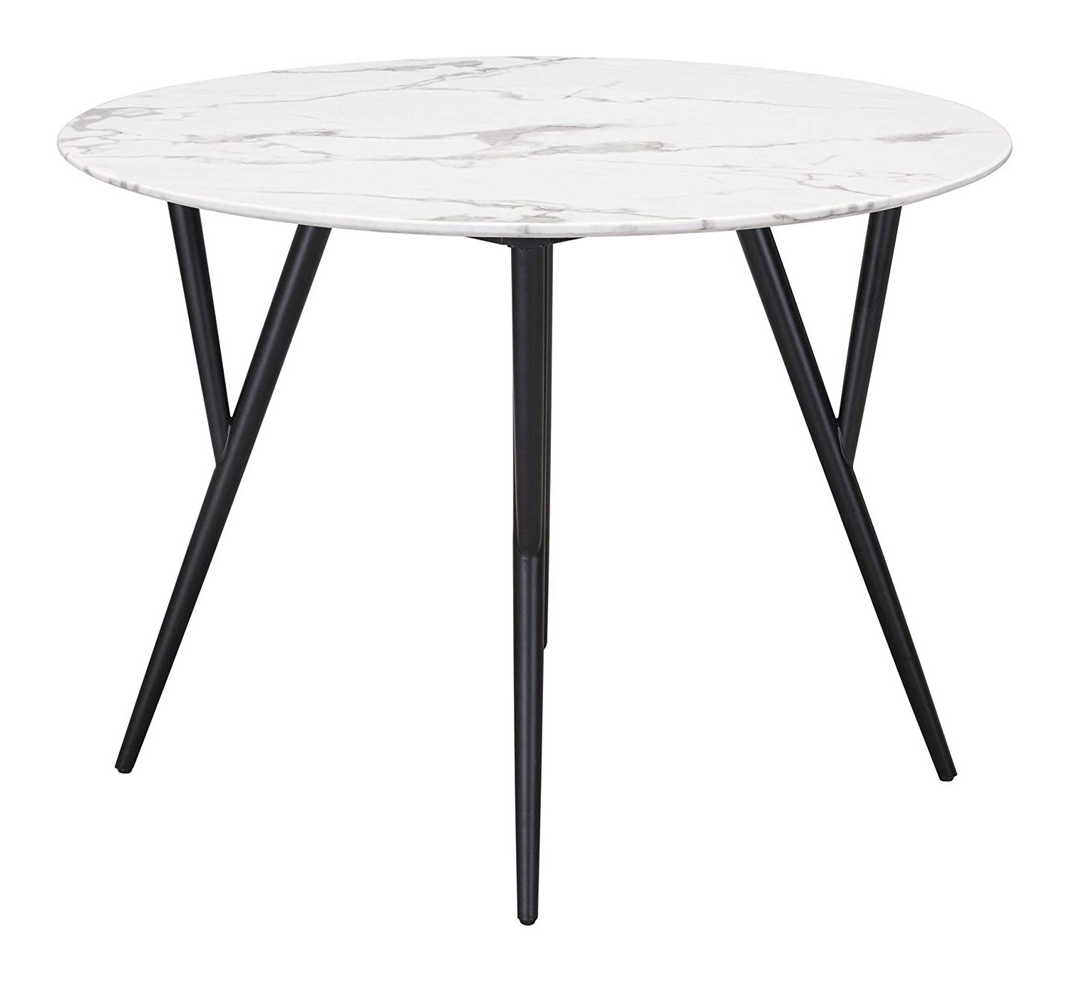 Favorite Amazon – Dzi Marcus Dining Table Stone & Matt Black – Tables With Regard To Modern Glass Top Extension Dining Tables In Matte Black (Photo 7 of 25)