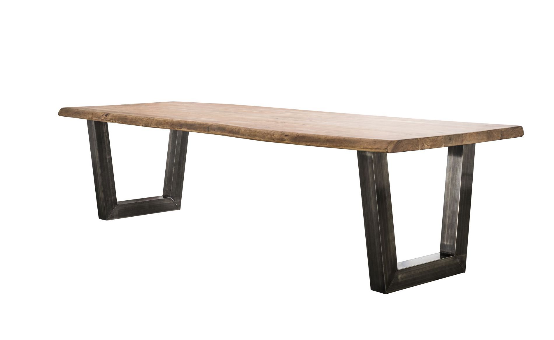 Favorite Dining Table 240cm Log In 60mm Thick Solid Acacia With Throughout Dining Tables With Brushed Stainless Steel Frame (View 19 of 25)