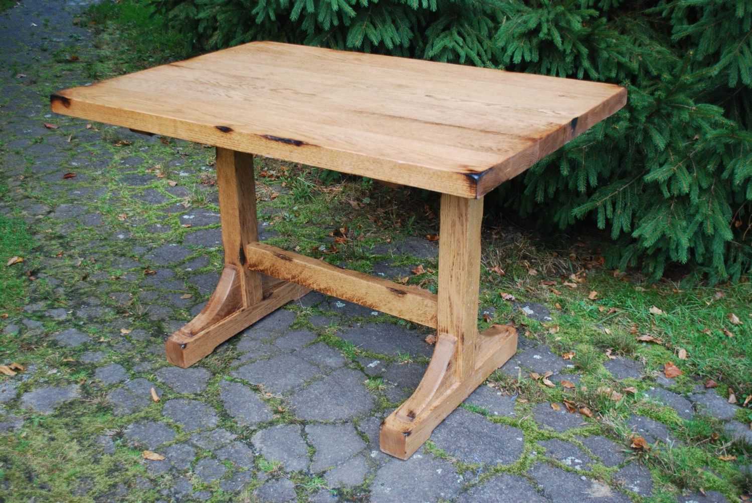 Furniture Small And Narrow Diy Pine Trestle Dining Table For Throughout Fashionable Rustic Pine Small Dining Tables (Photo 1 of 25)