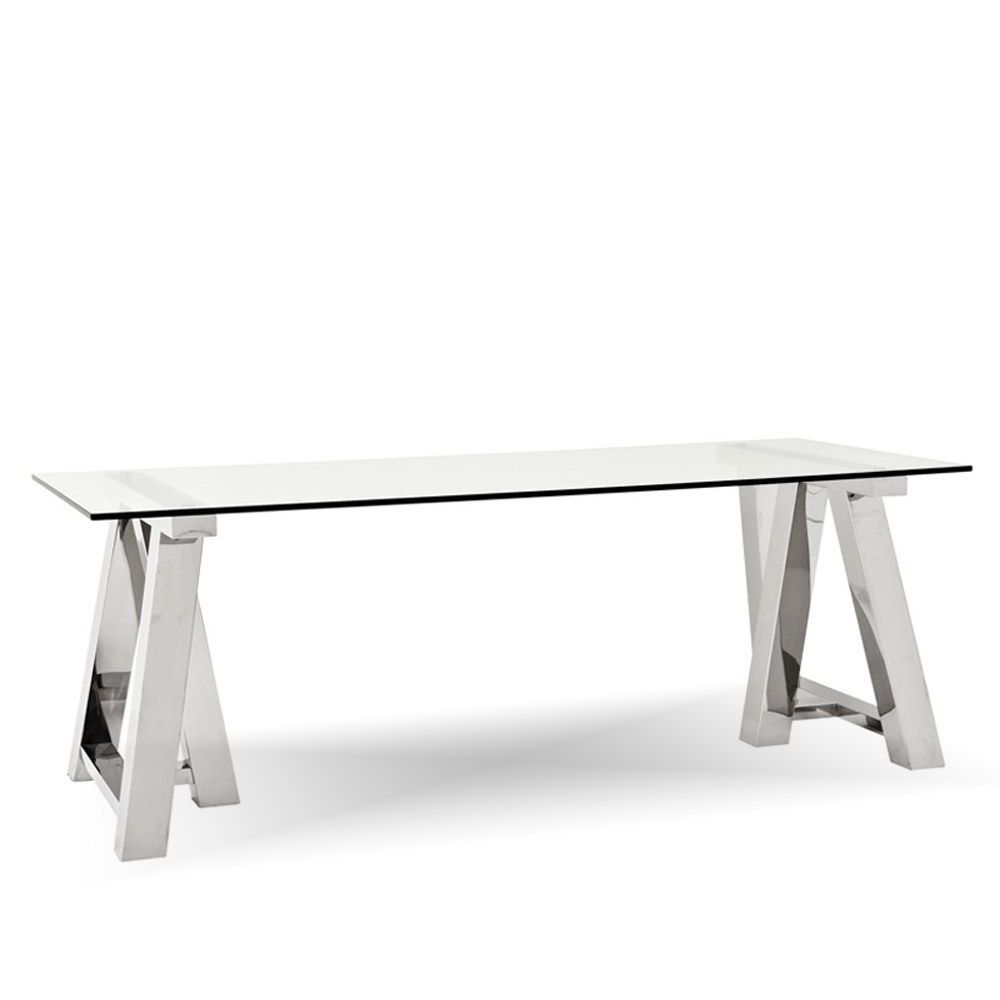Long Dining Tables With Polished Black Stainless Steel Base In Most Up To Date Eichholtz Marathon Dining Table Has A Sculptural Polished (View 15 of 25)