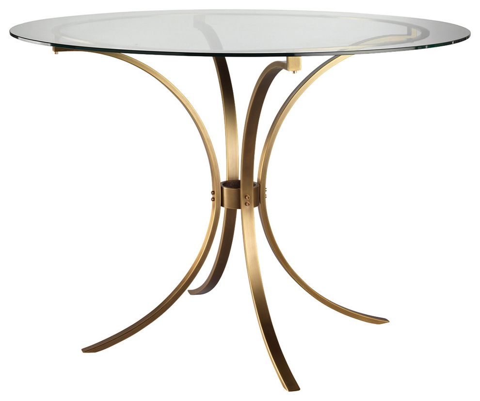 Modern Gold Dining Tables With Clear Glass For 2020 Karter Modern Classic Round Clear Glass Gold Metal Dining Table (Photo 10 of 25)