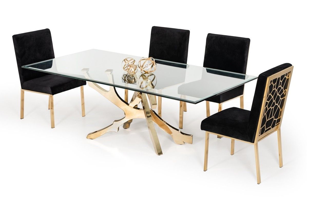 Modern Gold Dining Tables With Clear Glass Intended For Most Recent Best Modern Contemporary Furniture Stores Orlando Miami (Photo 19 of 25)