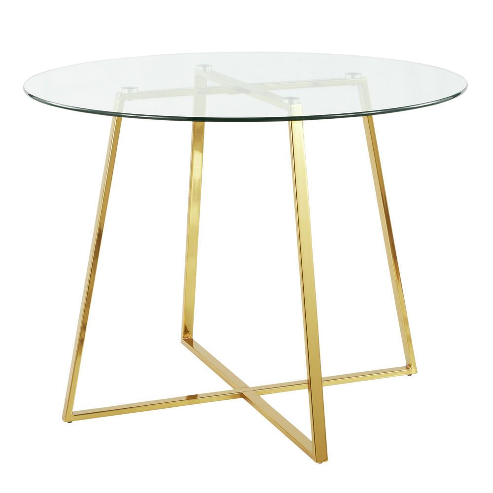Modern Gold Dining Tables With Clear Glass Pertaining To Well Known Lumisource Cosmo Contemporary/glam Dining Table In Gold Metal And Clear  Tempered Glass (Photo 16 of 25)