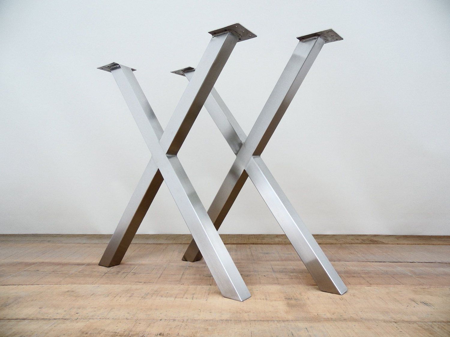 Modern Stainless Steel 28 X Frame Dining Table Legs , Base For Well Liked Dining Tables With Brushed Stainless Steel Frame (View 14 of 25)