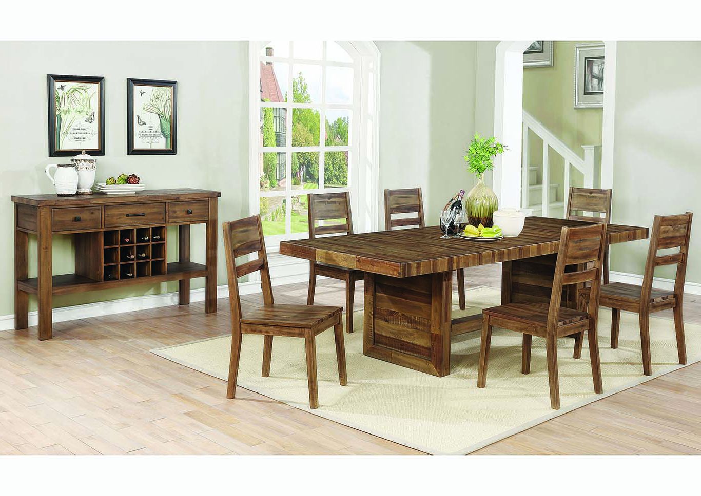 Most Recent Coaster Contemporary 6 Seating Rectangular Casual Dining Tables Pertaining To R&j International Furniture Varied Natural 88" Rectangular (View 13 of 25)