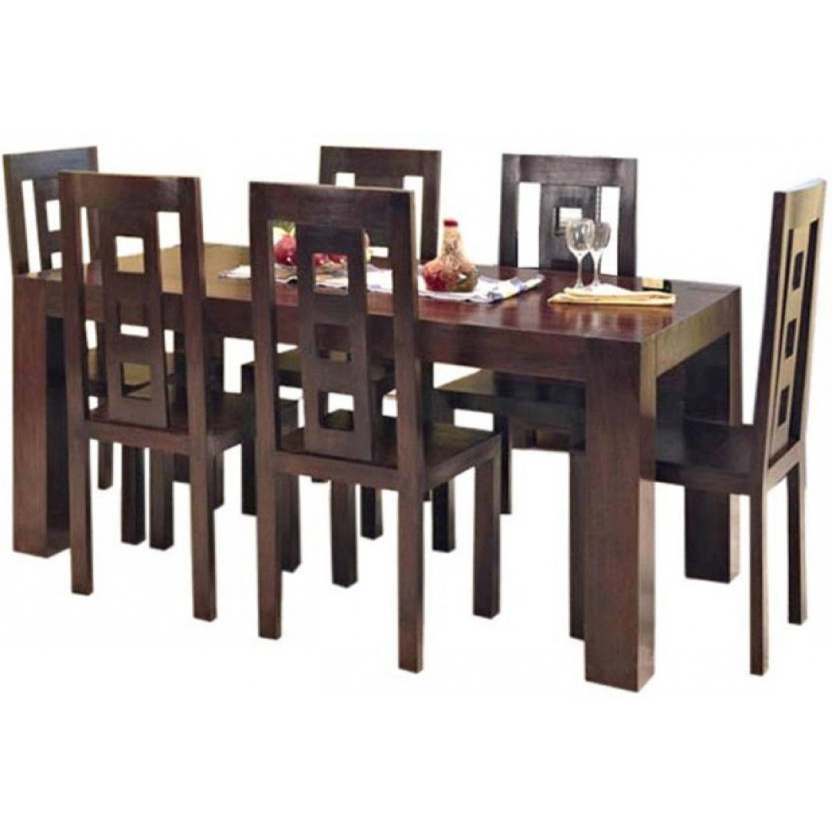 Most Recent Contemporary 6 Seating Rectangular Dining Tables Inside Walnut Rosewood Dining Table Set (6 Seater Set) (View 5 of 25)
