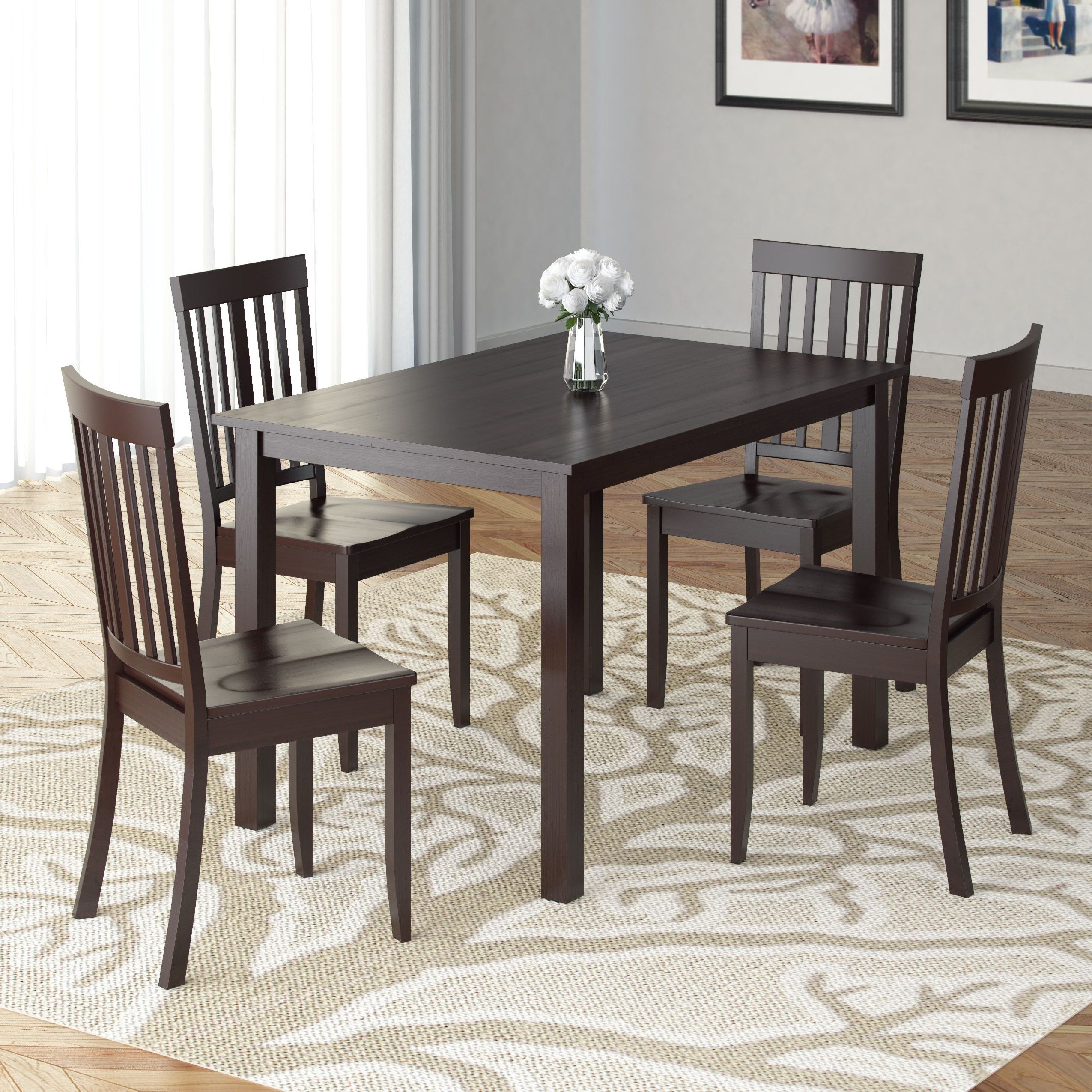 Most Recent Corliving Atwood 5 Pc. Dining Set – Cappuccino, Brown In Atwood Transitional Rectangular Dining Tables (Photo 4 of 25)