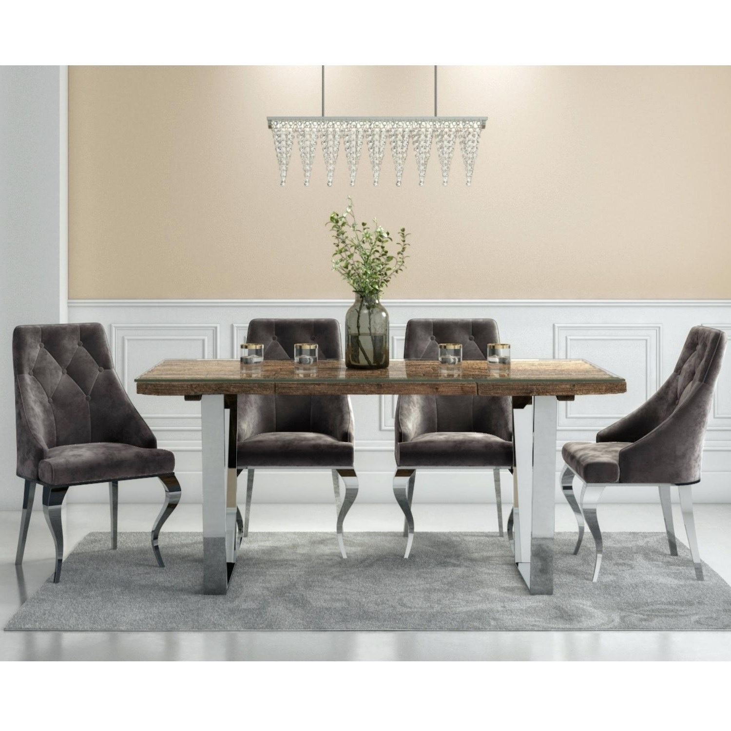 Most Recent Glass Top Dining Set – Babyde (View 15 of 25)