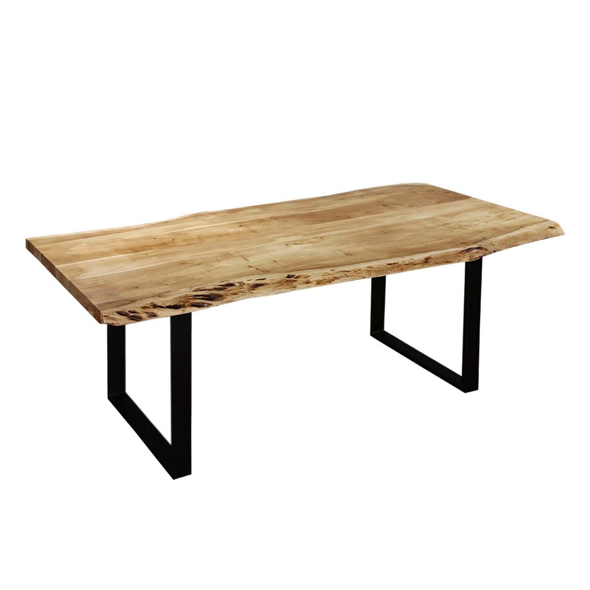 Featured Photo of 2024 Popular Acacia Wood Top Dining Tables with Iron Legs on Raw Metal