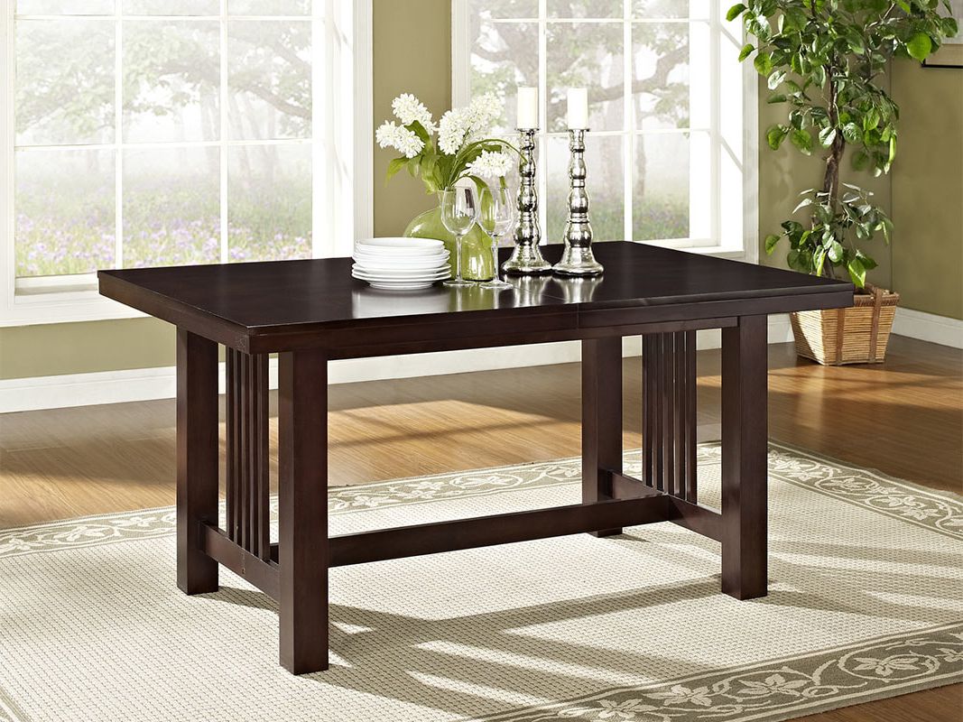 Most Recently Released Wood Kitchen Dining Tables With Removable Center Leaf Throughout Meridian Wood Dining Table – Walker Edison (Photo 9 of 25)