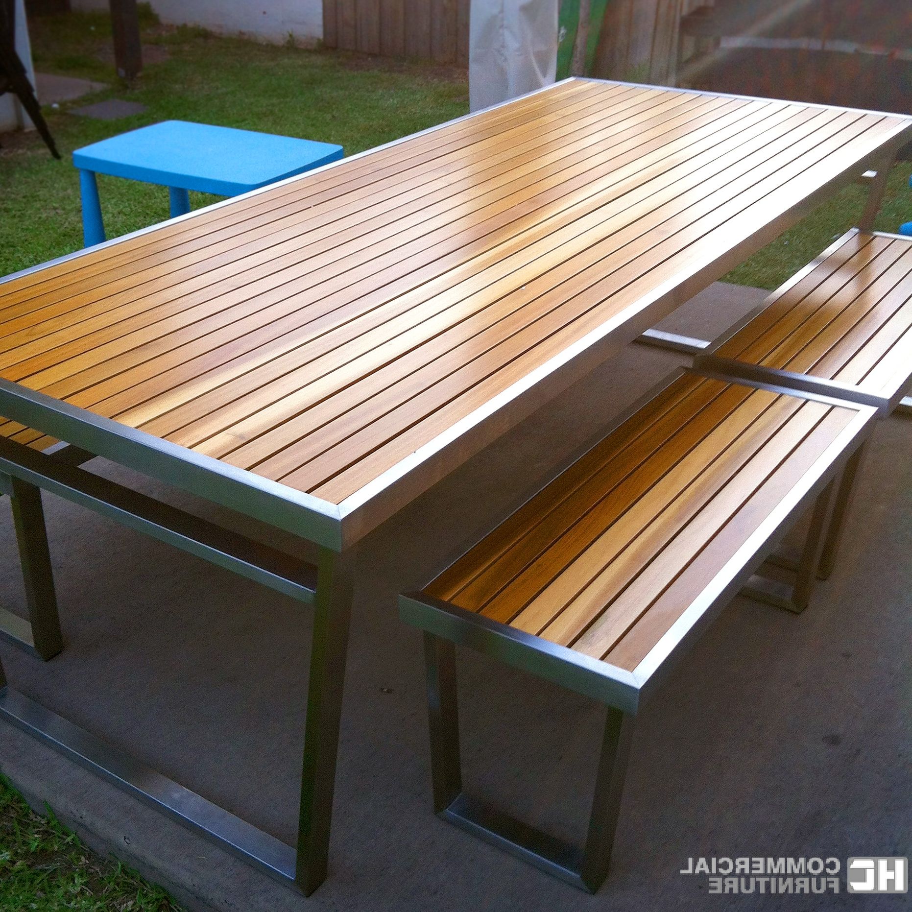 Most Up To Date Teakwood Stainless Steel Table Set In Dining Tables With Brushed Stainless Steel Frame (View 22 of 25)