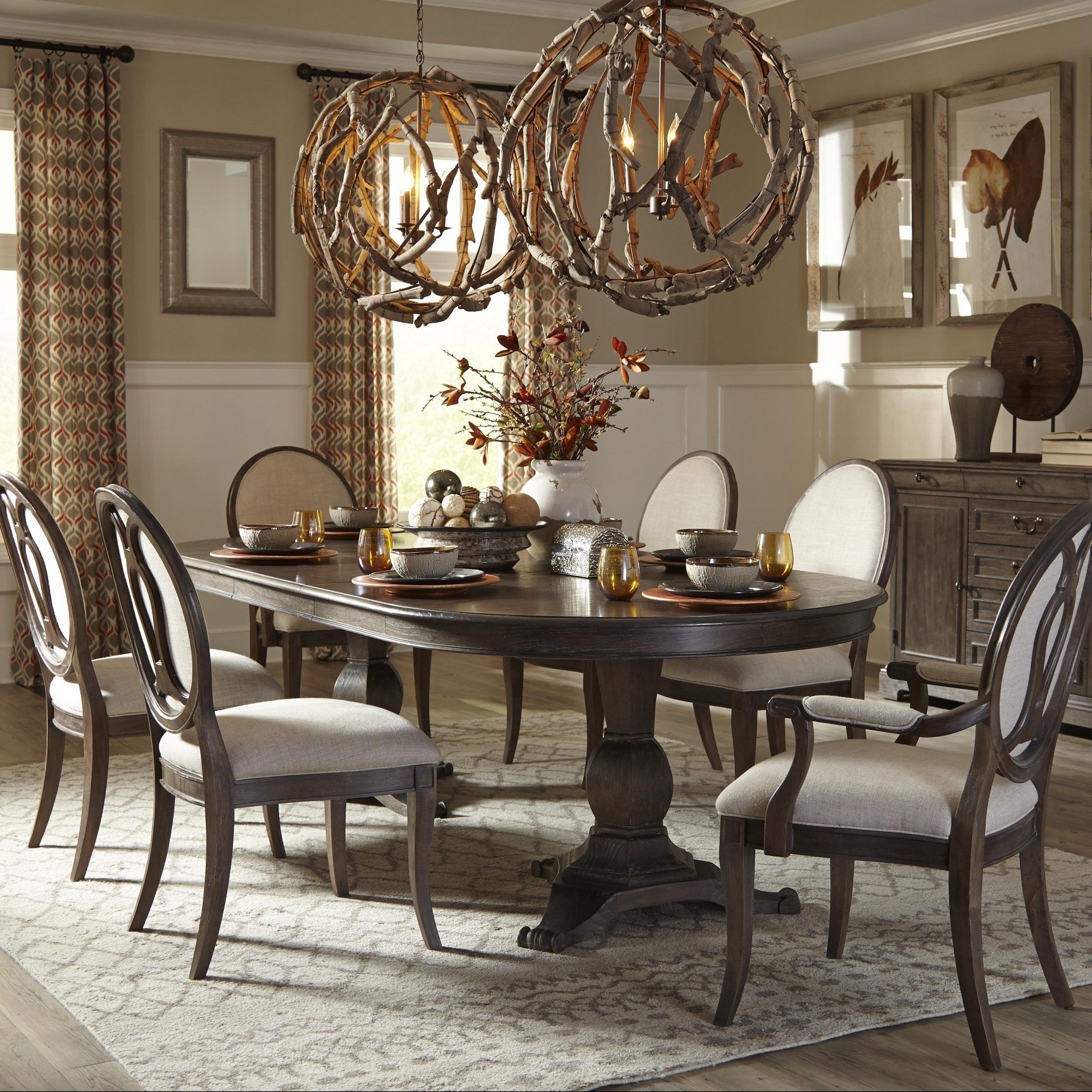 Newest Small Dining Tables With Rustic Pine Ash Brown Finish Inside 50+ Double Pedestal Dining Table You'll Love In 2020 (Photo 16 of 25)