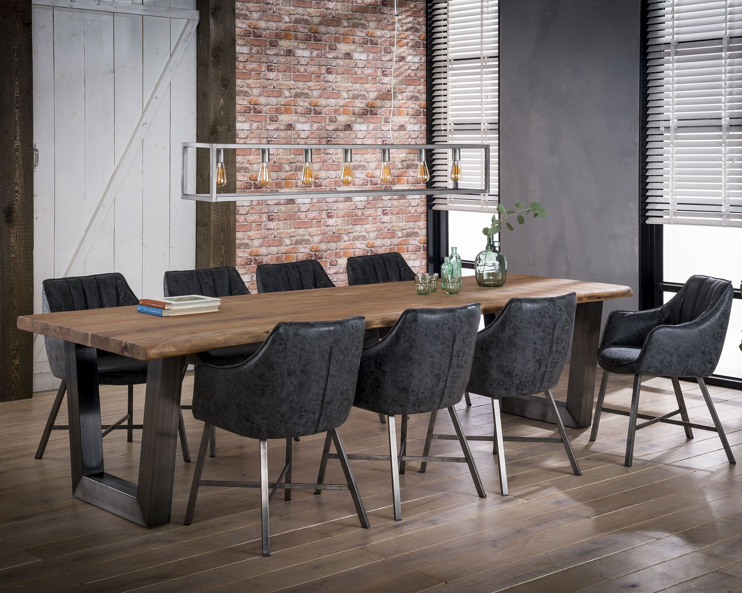 Recent Dining Table 300cm Log In 60mm Thick Solid Acacia With With Regard To Dining Tables With Brushed Stainless Steel Frame (Photo 16 of 25)