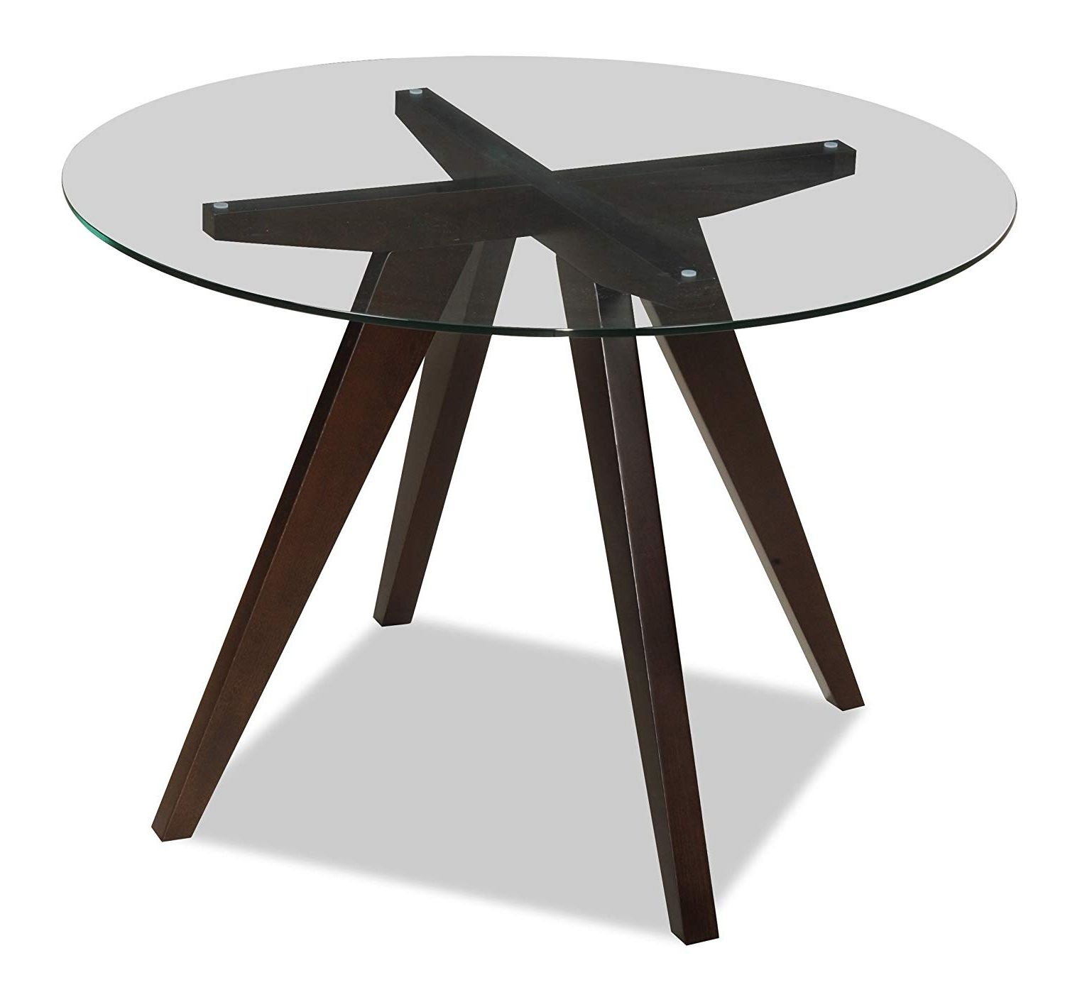 Round Glass Top Dining Tables Within Most Popular Uptown Club Caleope Collection Contemporary Round Glass Top Dining Room  Table, 41.3"l X 41.3" W X 29.5" H, Dark Walnut (Photo 25 of 25)