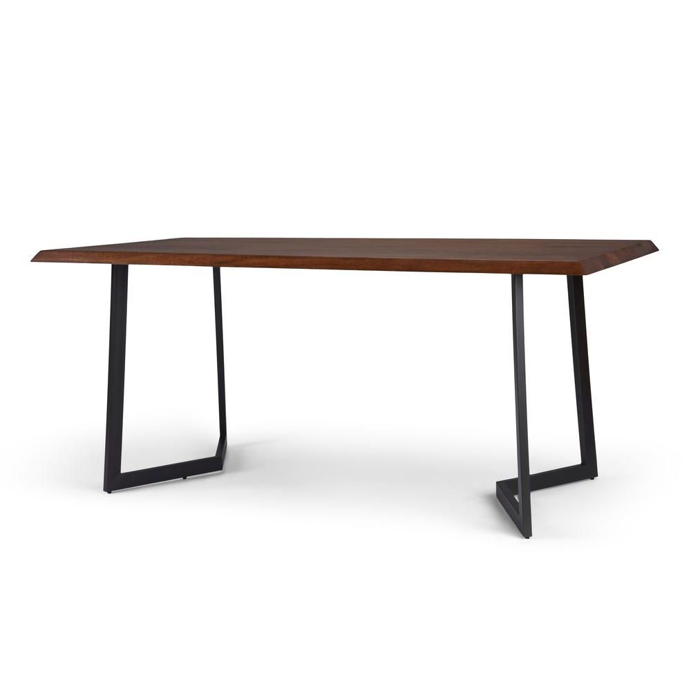 Simpli Home Watkins 72 In. X 36 In. Dark Brown Solid Mango Pertaining To Trendy Iron Dining Tables With Mango Wood (Photo 15 of 25)