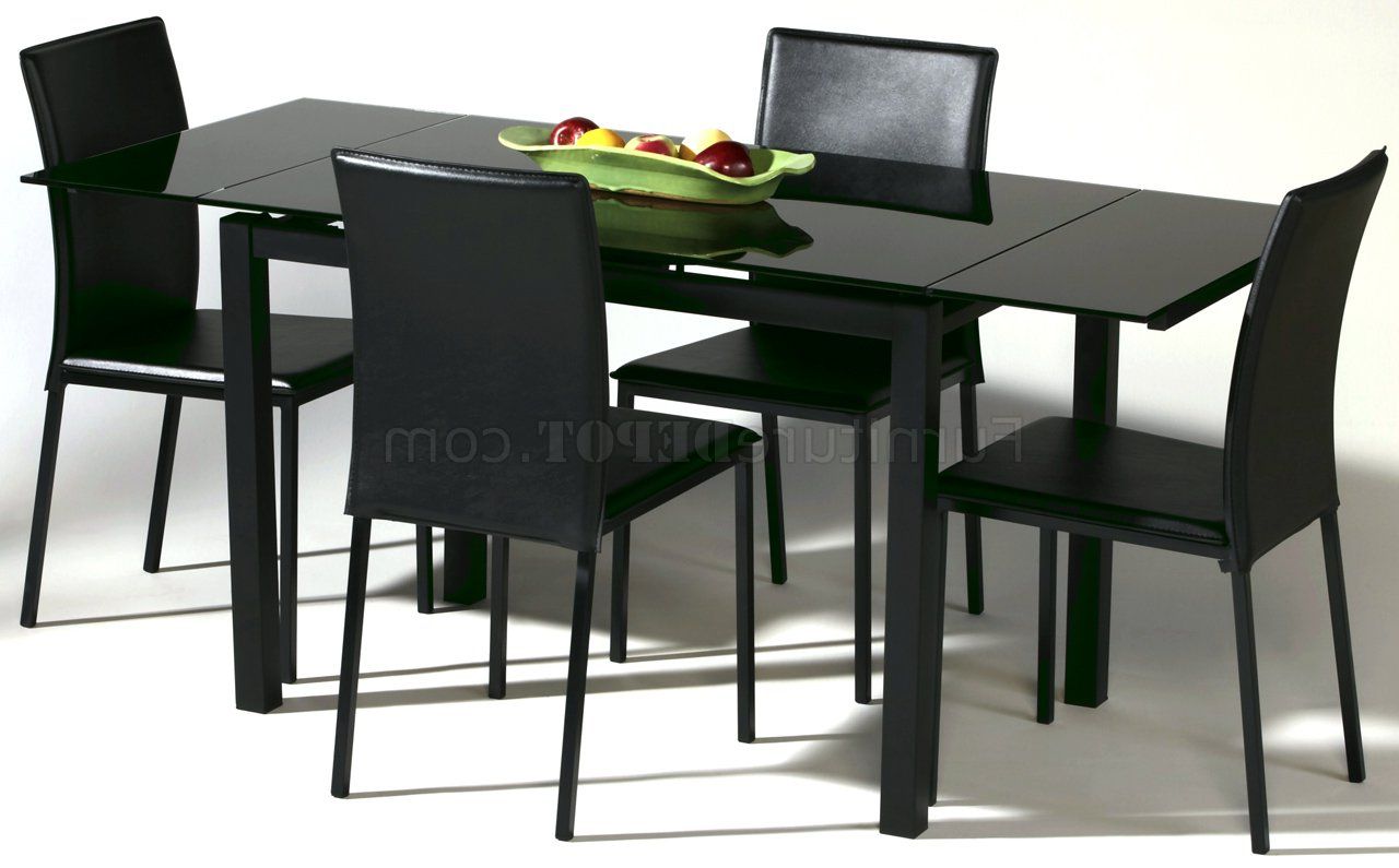 Trendy Modern Glass Top Extension Dining Tables In Matte Black With Black Glass Top Modern Dining Table W/optional Chairs (View 13 of 25)