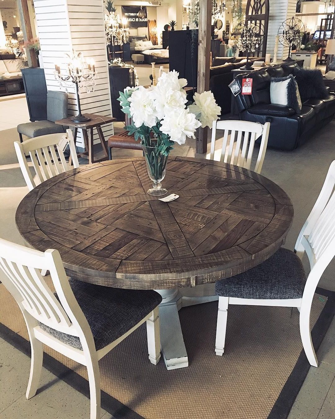 Walnut And Antique White Finish Contemporary Country Dining Tables With Regard To Favorite Grindleburg – Dining Room Table (View 10 of 25)