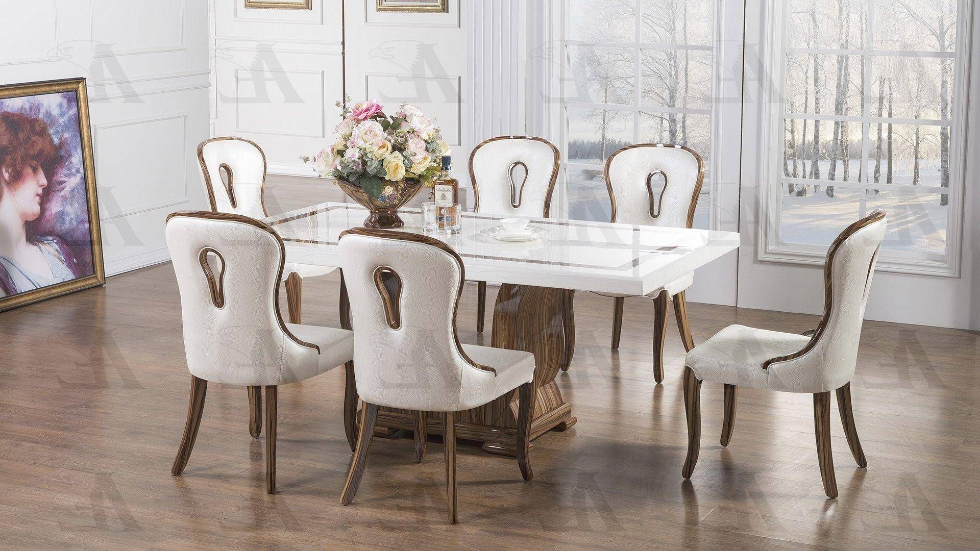 Well Liked Dining Tables With White Marble Top Inside American Eagle Furniture Dt H102 Luxury White Marble Top (View 11 of 25)