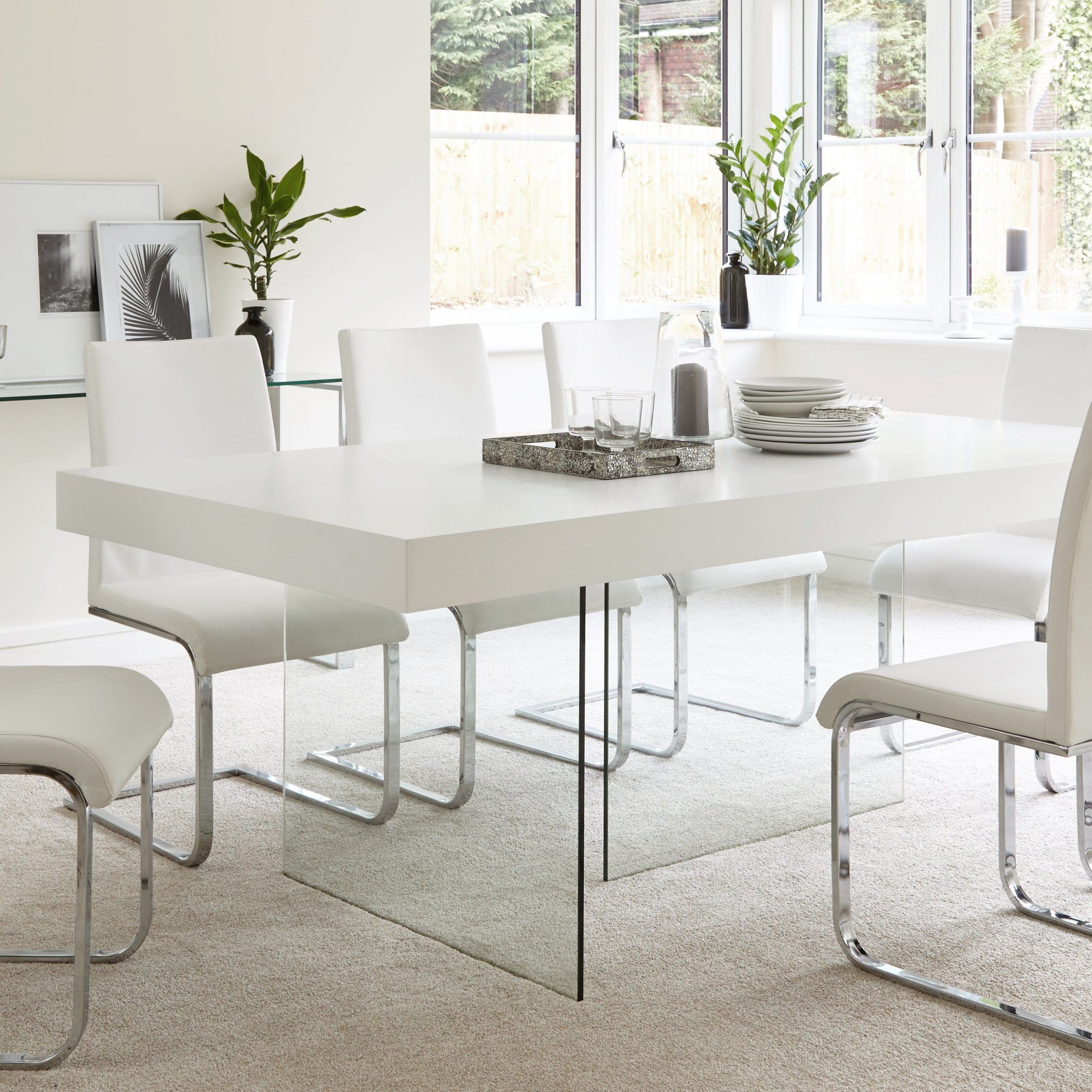 White Glass Dining Regarding Most Popular Contemporary 6 Seating Rectangular Dining Tables (View 9 of 25)