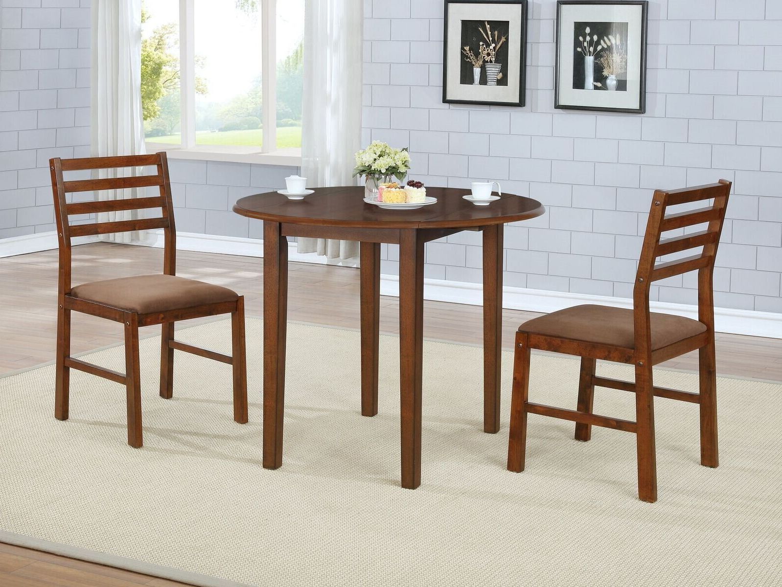 Winston Porter Broughton 3 Piece Drop Leaf Solid Wood Dining Regarding Best And Newest Transitional 3 Piece Drop Leaf Casual Dining Tables Set (Photo 1 of 25)