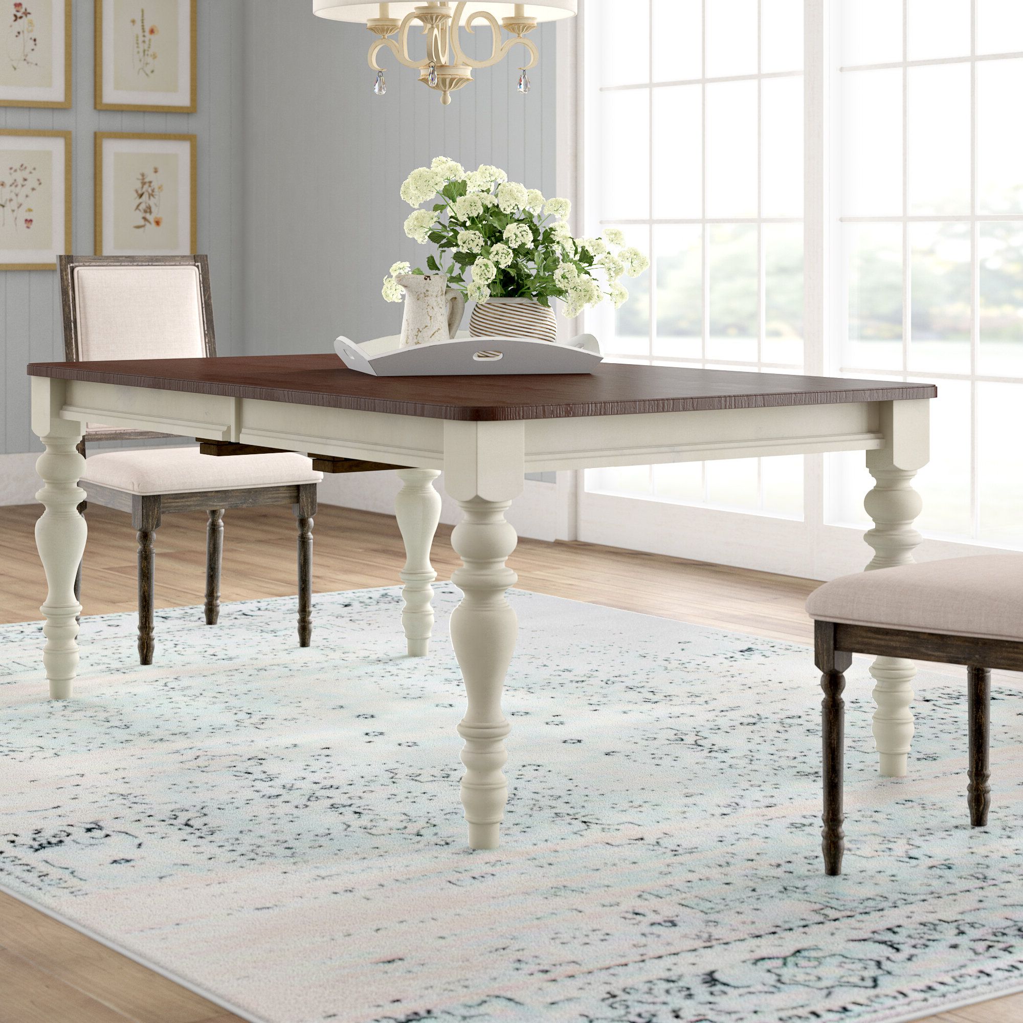Wood Kitchen Dining Tables With Removable Center Leaf Within Trendy Lark Manor Alise Extendable Solid Wood Dining Table (View 13 of 25)
