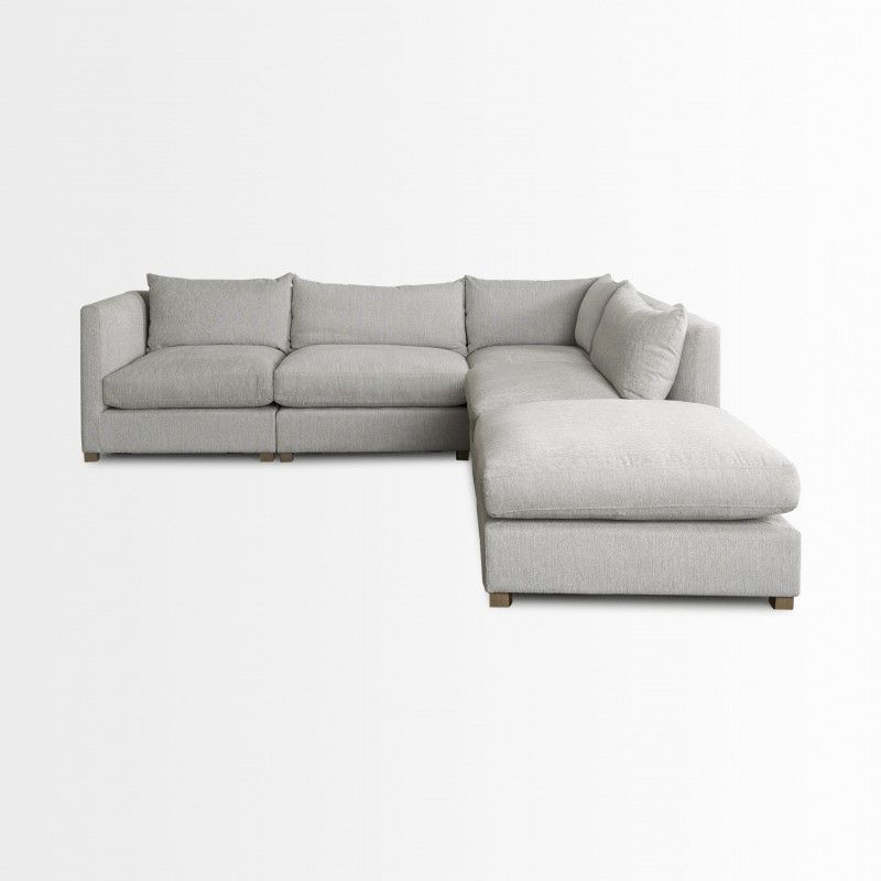 130" Stockton Sectional Couches With Double Chaise Lounge Herringbone Fabric Pertaining To Most Popular Modern Sofas And Sectionals (View 23 of 24)