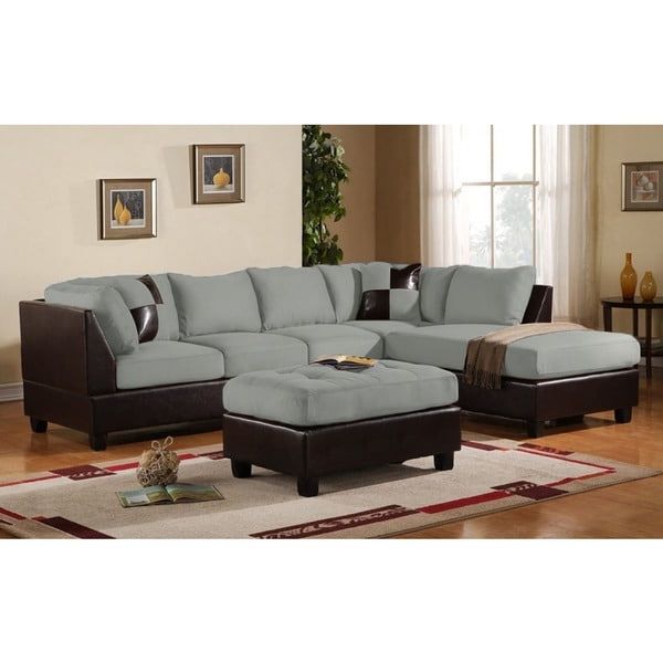 2017 2pc Luxurious And Plush Corduroy Sectional Sofas Brown Intended For 3 Piece Modern Soft Reversible Grey Microfiber And Faux (View 7 of 25)