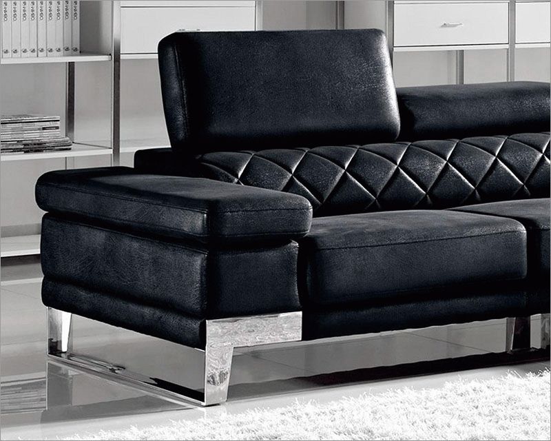 2017 Modern Black Fabric Sectional Sofa 44l6054 With Regard To Mireille Modern And Contemporary Fabric Upholstered Sectional Sofas (View 21 of 25)