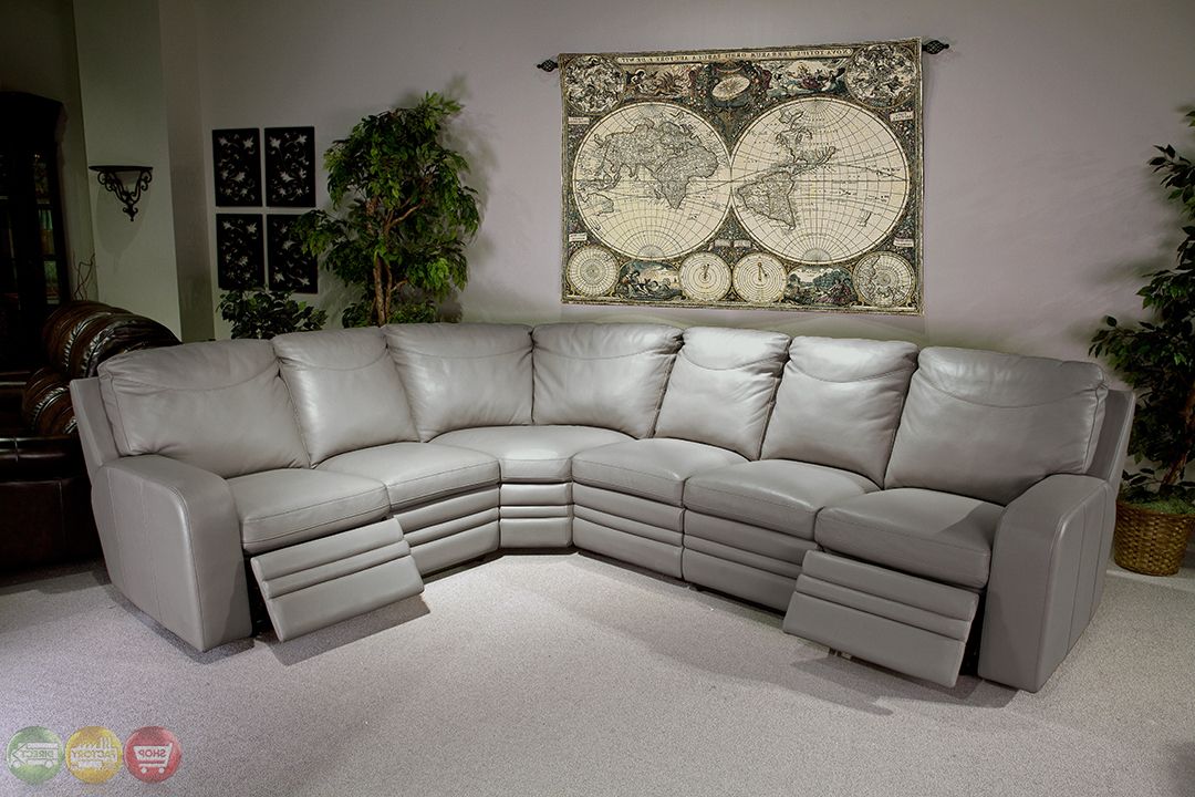 2017 Parker Living Steinbeck Gray Top Grain Leather Sectional Regarding Sectional Sofas In Gray (View 13 of 25)