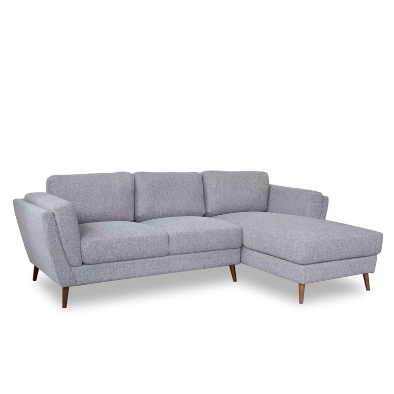 2018 Mid Century Modern Sadie Gray Sectional Sofa (left Chaise With Dulce Mid Century Chaise Sofas Light Gray (View 9 of 25)