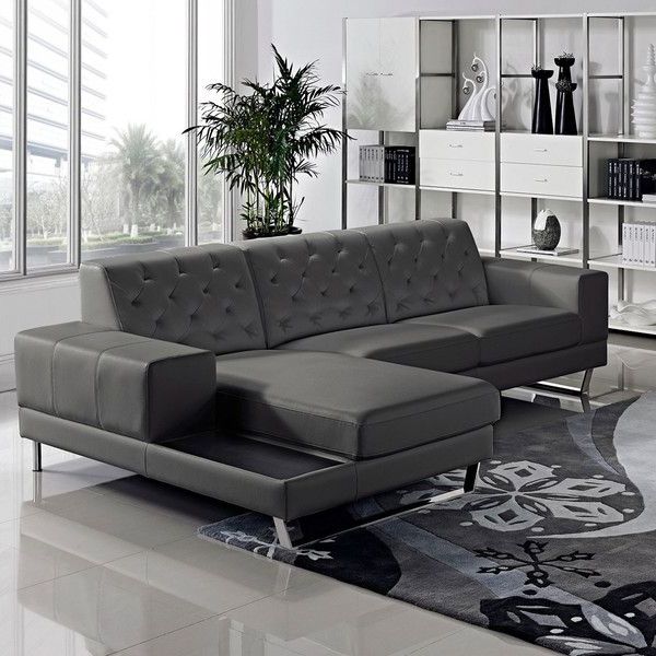 2pc Burland Contemporary Sectional Sofas Charcoal For Most Current Stella Contemporary Chaise Leather Sectional Sofa Set (Photo 12 of 25)