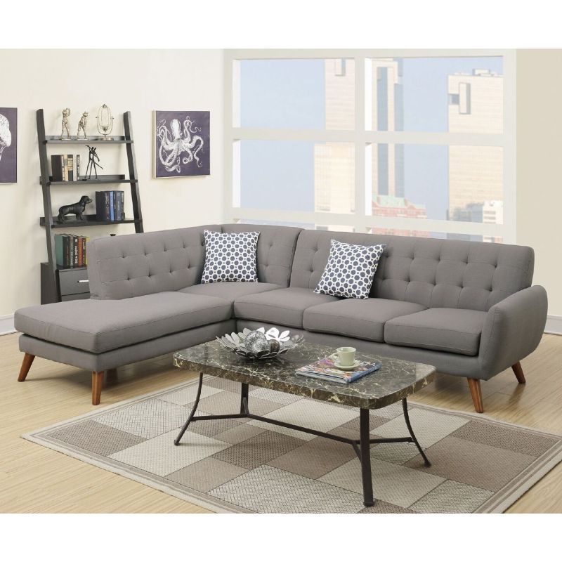 2pc Burland Contemporary Sectional Sofas Charcoal Pertaining To Famous Barclay 4 Seat Linen Fabric Sofa Chaise Light Grey In  (View 19 of 25)