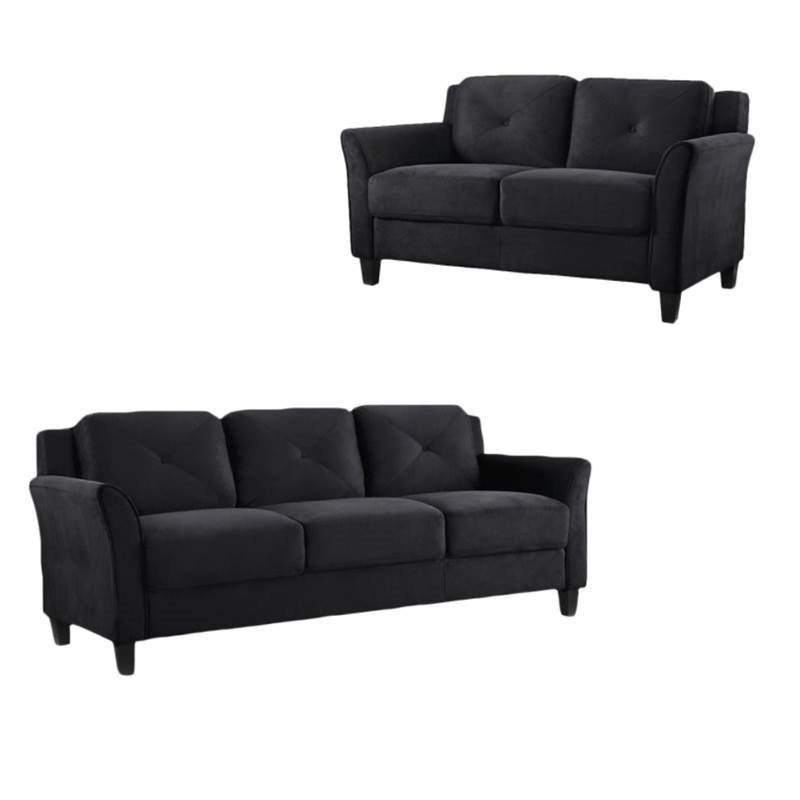 2pc Luxurious And Plush Corduroy Sectional Sofas Brown For Most Popular Transitional 2 Piece Sofa And Loveseat Sets In Black (View 23 of 25)