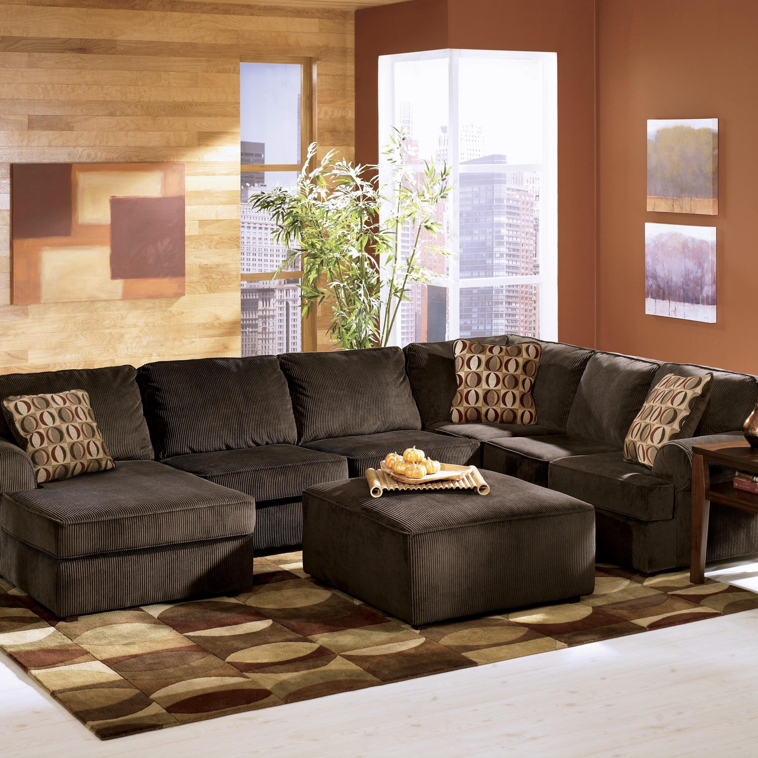 2pc Luxurious And Plush Corduroy Sectional Sofas Brown Inside Recent Vista – Chocolate (68404)ashley Furniture – Del Sol (Photo 12 of 25)