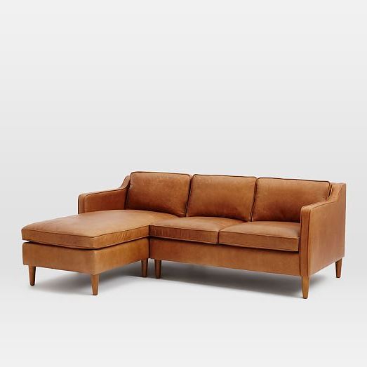 2Pc Maddox Left Arm Facing Sectional Sofas With Chaise Brown With Regard To Famous Leather Chaise Sofa Turquoise Leather Sectional With (View 15 of 25)